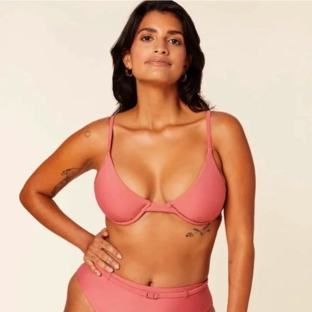 NWT Andie Swim The Sicily Top Bikini Top Punch Pink Size Medium M NEW